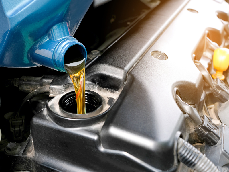filling engine oil filling engine oil